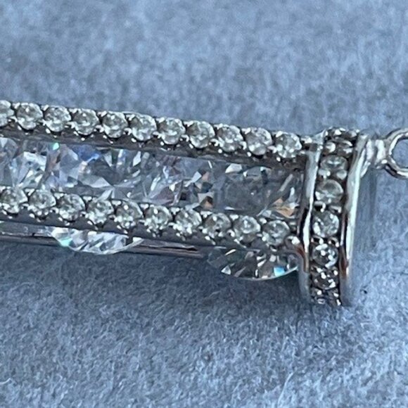 STERLING SILVER & CUBIC ZIRCONIA DESIGNER NECKLACE Fuzion Creations NEW 85 Gems - Picture 13 of 16